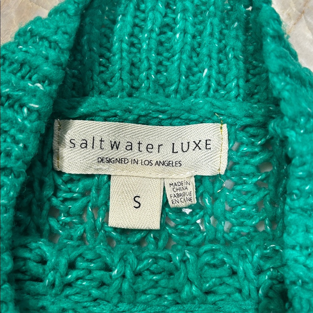 Women’s Saltwater LUXE Kelly Green Cropped Mock NeckSweater – Oversized| Small - Picture 2 of 6